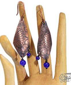 Boucles d'oreille Chesed - cuivre gravé et améthyste – Image 2