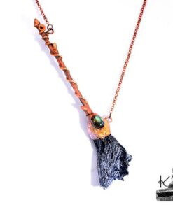 Collier "Balai de sorcière" Megane - cyanite noire et labradorite – Image 9