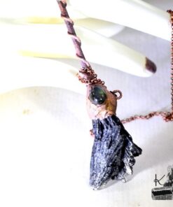 Collier "Balai de sorcière" Megane - cyanite noire et labradorite – Image 8