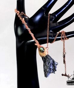 Collier "Balai de sorcière" Megane - cyanite noire et labradorite – Image 4
