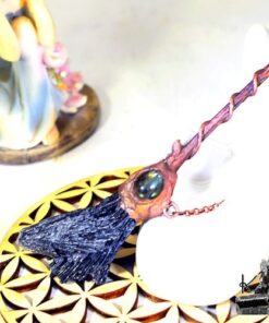 Collier "Balai de sorcière" Megane - cyanite noire et labradorite – Image 3