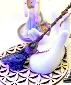 Collier "Balai de sorcière" Megane - cyanite noire et labradorite – Image 2
