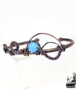 bracelet jonc folki avec aigue-marine