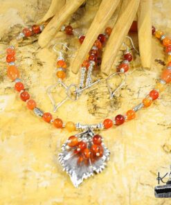 Parure Carmel - collier avec boucles d'oreille - perles en cornaline – Image 9