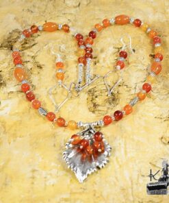 Parure Carmel - collier avec boucles d'oreille - perles en cornaline – Image 8