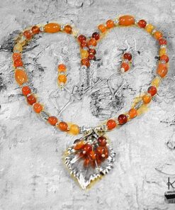 Parure Carmel - collier avec boucles d'oreille - perles en cornaline – Image 7