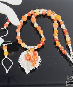 Parure Carmel - collier avec boucles d'oreille - perles en cornaline – Image 4