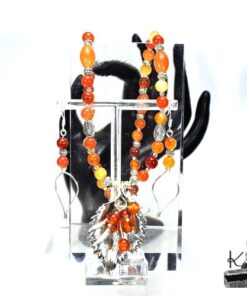 Parure Carmel - collier avec boucles d'oreille - perles en cornaline – Image 2