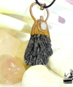 Pendentif "Balai de sorcière" Alessa - cyanite noire et péristérite – Image 4