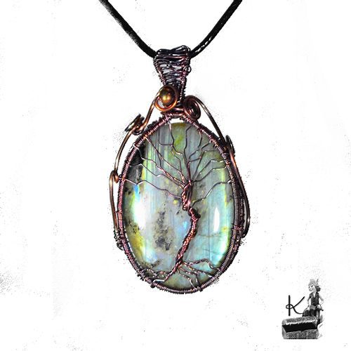 Pendentif Derrien - arbre de vie sur labradorite – Image 2