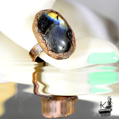 Bague ajustable Dyri - cuivre et labradorite – Image 5