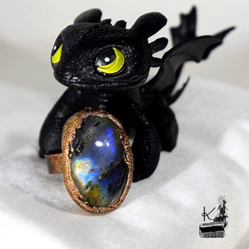 Bague ajustable Dyri - cuivre et labradorite – Image 3