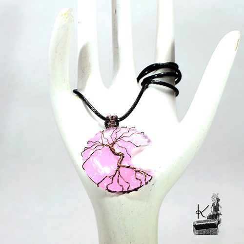 Pendentif Nannah - lune en quartz rose et arbre de vie – Image 8