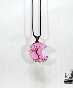 Pendentif Nannah - lune en quartz rose et arbre de vie – Image 7