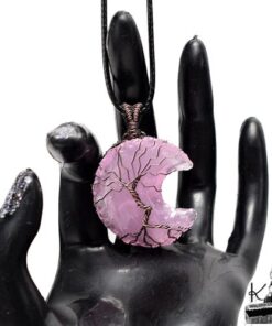 Pendentif Nannah - lune en quartz rose et arbre de vie – Image 6