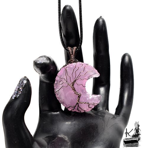 Pendentif Nannah - lune en quartz rose et arbre de vie – Image 6