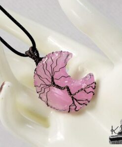 Pendentif Nannah - lune en quartz rose et arbre de vie – Image 5