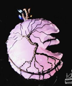 Pendentif Nannah - lune en quartz rose et arbre de vie – Image 3