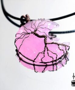 Pendentif Nannah - lune en quartz rose et arbre de vie – Image 2