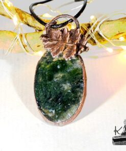 Pendentif guarradh en quartz jardin vert et cuivre