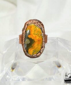 bague ajustable cebala en cuivre avec jaspe abeille