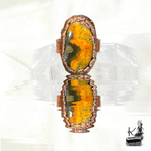 Bague ajustable Cebala - cuivre et Jaspe abeille – Image 9
