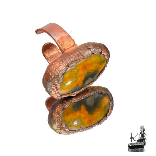 Bague ajustable Cebala - cuivre et Jaspe abeille – Image 8