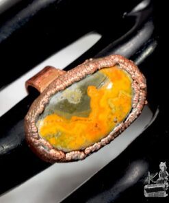 Bague ajustable Cebala - cuivre et Jaspe abeille – Image 7