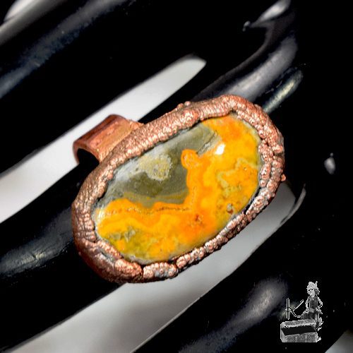 Bague ajustable Cebala - cuivre et Jaspe abeille – Image 7