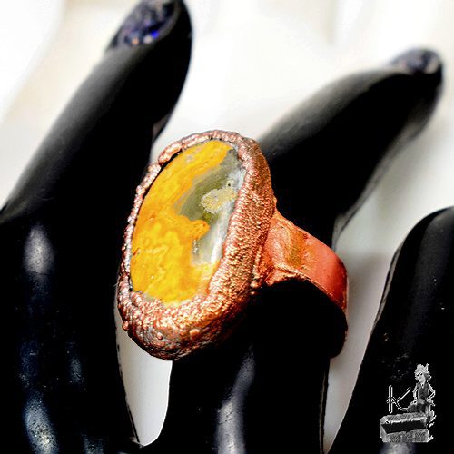 Bague ajustable Cebala - cuivre et Jaspe abeille – Image 6