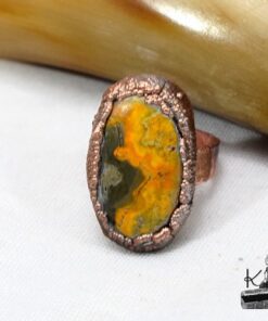 Bague ajustable Cebala - cuivre et Jaspe abeille – Image 5