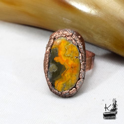 Bague ajustable Cebala - cuivre et Jaspe abeille – Image 5