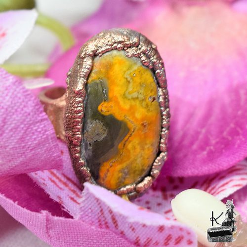Bague ajustable Cebala - cuivre et Jaspe abeille – Image 4