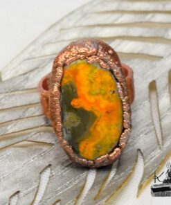 Bague ajustable Cebala - cuivre et Jaspe abeille – Image 3
