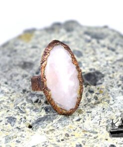 Bague ajustable Navi - cuivre et quartz rose – Image 3