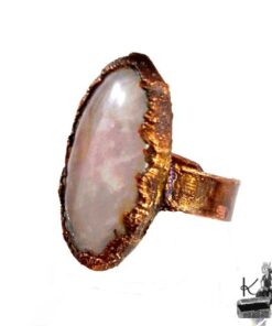 bague navi en cuivre et quartz rose