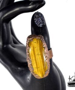 Bague ajustable Daeron - cuivre et oeil de tigre – Image 3