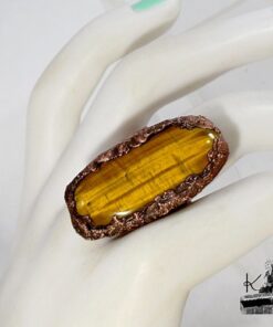 Bague reglable Daeron en cuivre avec oeil de tigre
