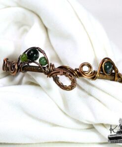 bracelet jonc pena en cuivre avec agate mousse