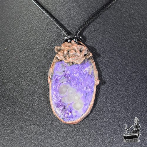 Pendentif Rosas - cuivre et charoite*** – Image 8