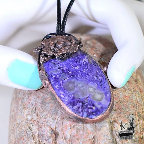 Pendentif Rosas - cuivre et charoite*** – Image 6