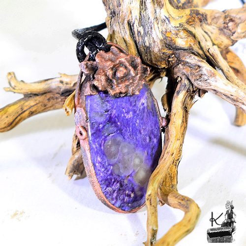 Pendentif Rosas - cuivre et charoite*** – Image 4