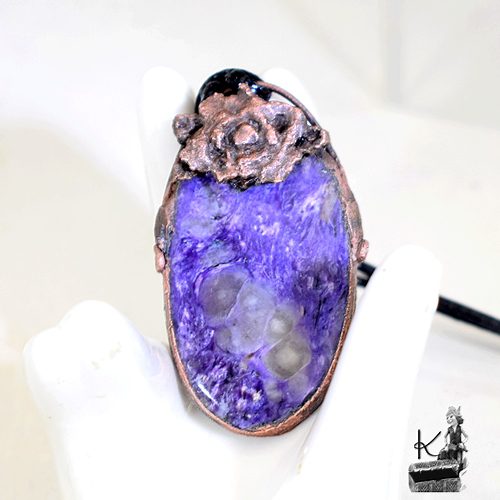 Pendentif Rosas - cuivre et charoite*** – Image 2
