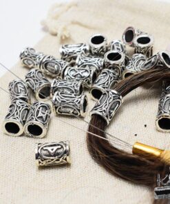 bijoux de cheveux ou de barbe runiques argentés