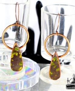 Boucles d'oreille Cedriel - cuivre et epidote verte – Image 6