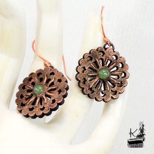 Boucles d'oreille Paton - cuivre et aventurine – Image 2