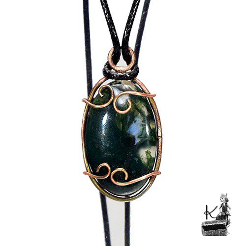 Pendentif Elros - agate mousse et cuivre – Image 4