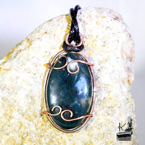 Pendentif Elros - agate mousse et cuivre – Image 3