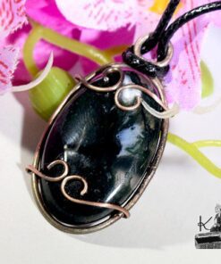 Pendentif Elros - agate mousse et cuivre – Image 2