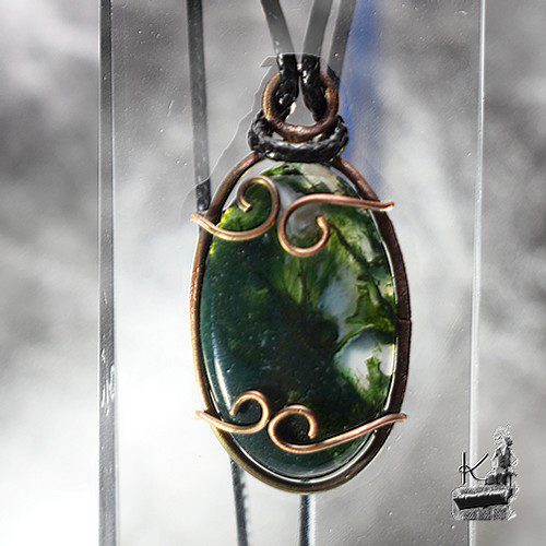 Pendentif Elros - agate mousse et cuivre – Image 10